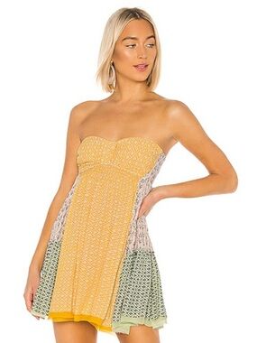 Free People Yellow Patchwork Sundress ☀️ 🌼